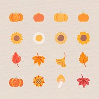 Autumn foliage design elements vector set