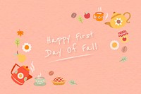 Happy first day of fall pink peach background template vector