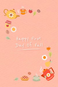 Happy first day of fall pink peach poster template vector