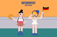 Woman in dirndls celebrating Oktoberfest vector