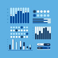 Blue  infographic design chart vector collection
