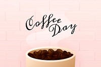 Coffee Day pink background template vector