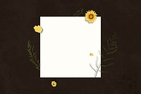 Blank square sunflower frame vector