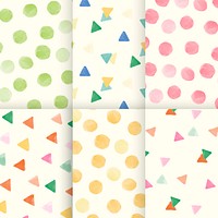 Colorful geometric watercolor seamless pattern  background vector set