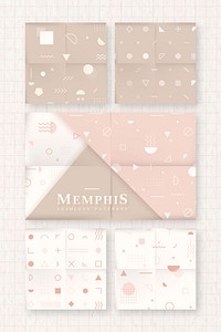 Beige Memphis seamless pattern vector set