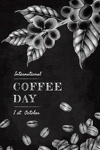 Black international coffee day poster design vector