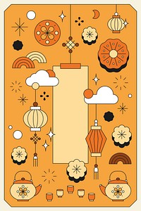Orange Chinese Mid Autumn festival  background vector