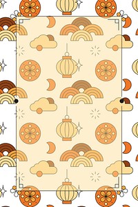Rectangle frame on Chinese Mid Autumn festival seamless patterned background vector