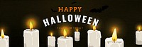 Lit candles pattern black Halloween banner template vector
