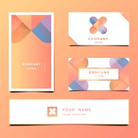 Orange business card design vector set