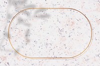 Oval gold frame on shadowed white marble background vector
