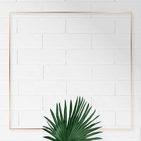 Blank square fan palm frame vector