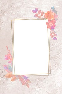 Blank pink floral rectangle frame vector