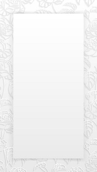 Frame on silver floral pattern mobile phone wallpaper vector