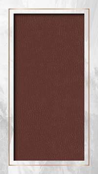 Rectangle gold frame with brown leather texture mobile screen template vector