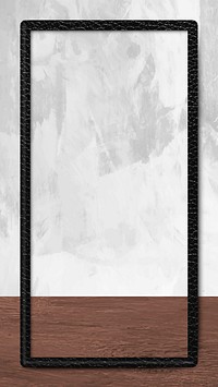 Black leather frame on gray concrete textured mobile screen template vector