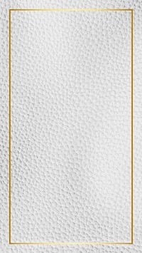 Gold frame on white leather texture mobile screen template vector