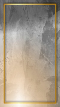 Rectangle gold frame on gray concrete textured mobile screen template vector