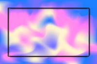 Black frame on pastel holographic pattern background vector