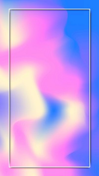 White frame on blue and pink holographic pattern mobile phone wallpaper vector