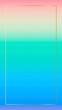 Gold frame on pastel holographic pattern mobile phone wallpaper vector