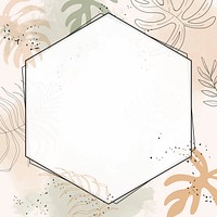 Beige hexagon watercolor frame vector