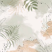 Beige leafy watercolor background vector