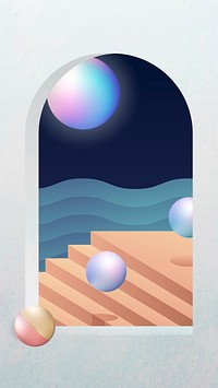 Peach staircase with balls rolling down vector