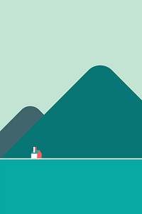 Minimal house in solitude by the hills vector