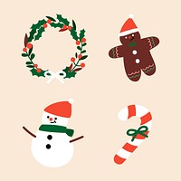 Festive decorative Christmas elements set vector