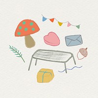 Cute autumn doodles icon set
