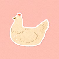 Watercolor cream chicken sticker vector