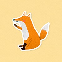 Hand drawn cute fox sticker vector