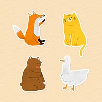 Hand drawn wildlife stickers collection illustration