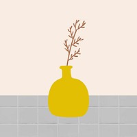 Brown doodle leaves in a yellow pot vector