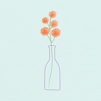 Orange doodle flowers in vase