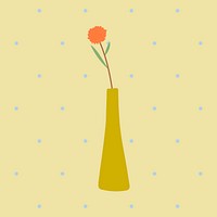 Orange doodle flower in a yellow vase