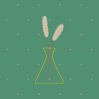 Phalaris grass doodle in a flask on green background vector