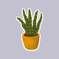 Snake plant in a pot sticker vector
