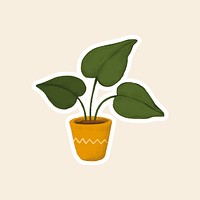 Heartleaf philodendron in a pot sticker vector