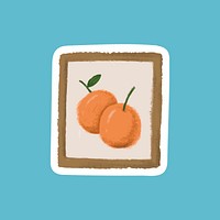 Two oranges in brown border sticker vector