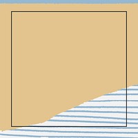 Square black frame on hand-drawn stripes patterned background vector