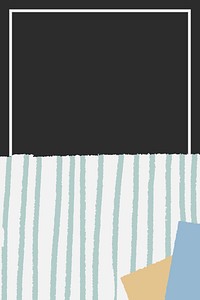 White frame on hand-drawn stripes patterned black background vector