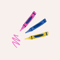 Pink scribbled crayon with colorful crayons vector