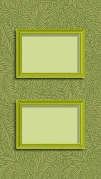 Green frame on a leafy wall mobile phone wallpaper vector