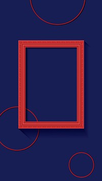 Red frame on a blue wall mobile phone wallpaper vector