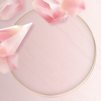 Round crystal frame on marble background vector