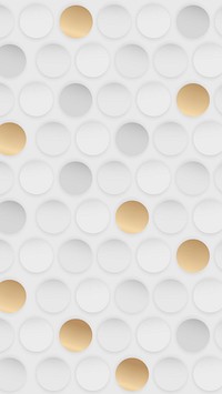 White and gold seamless round pattern background mobile phone wallpaper vector