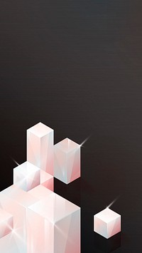 3D cube abstract design on black background mobile phone wallpaper vector
