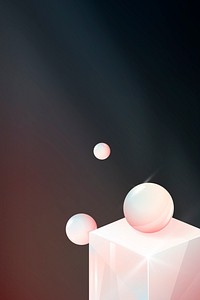 3D cube and sphere abstract design on black background vector